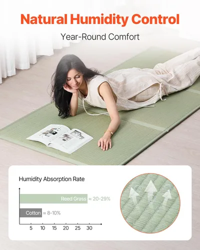 Miniatura 6 de VEVOR Tapete de tatami japonés, tamaño individual XL, colchón de tatami plegable de 39 x 80 pulgadas, césped 100% natural, colchón de suelo