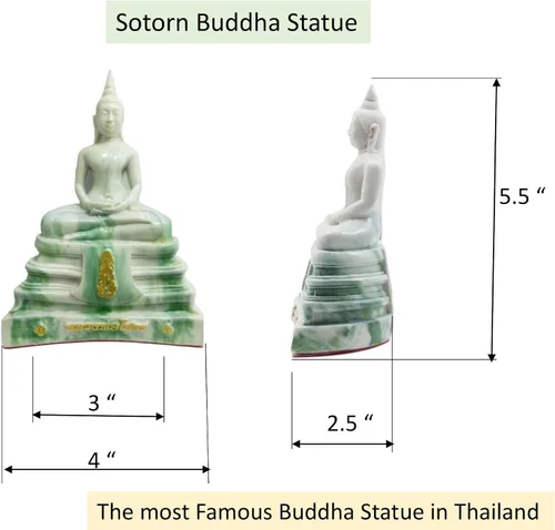 Miniatura 8 de BUDDHO Estatua de Buda Sothorn de mármol blanco de 6 pulgadas de alto. Estatua de Buda tailandés sentada para decoración del hogar, decoración