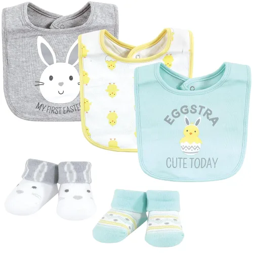 Miniatura 55 de Hudson Baby Conjunto de babero y calcetines unisex de algodón para bebé, Tamaño único Chica Calabaza