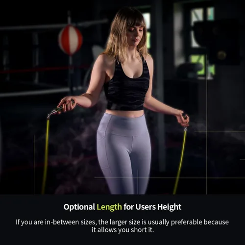 Miniatura 3 de HEREROPE 1/4LB Cuerda de saltar con peso para velocidad, cardio, boxeo y entrenamiento, cuerda de saltar con rodamientos de bolas, agarre cómodo