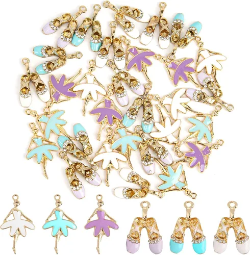 Miniatura 10 de Framendino, Esmalte Ballet Girl Charm Ballet Shoes Colgante Ballet Girl Colgante Ballet Girl Colgante para collar, aretes, pulsera, joyería artesanal