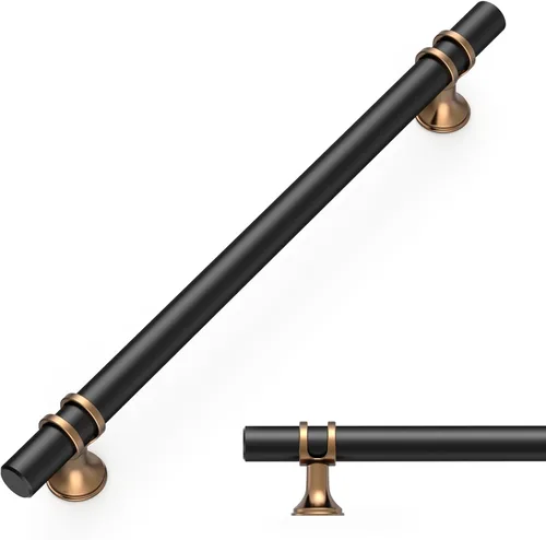 Miniatura 26 de Amerdeco ZH0050 - Paquete de 10 pomos de bronce champán para gabinetes, barra en T de 2 pulgadas, manijas de gabinete de cocina, manijas