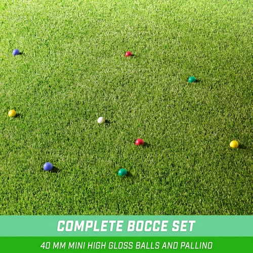 Miniatura 6 de GoSports Mini juego de bochas de tamaño de viaje con 8 bolas, palino, bolsa de mano y cuerda de medición, elige tu