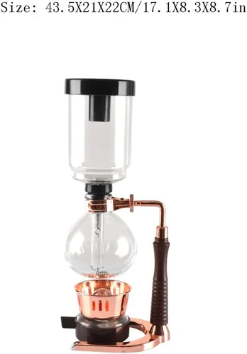 Miniatura 2 de JITEM Cafetera Syphon Cafetera manual retro de vidrio al vacío, percoladores de 3 tazas de vidrio de mesa de sifón para café o té