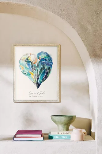 Miniatura 4 de Triple Studio Regalo de boda personalizado, impresión artística de pájaro con nombre y fecha personalizados, celebración de aniversario para novio