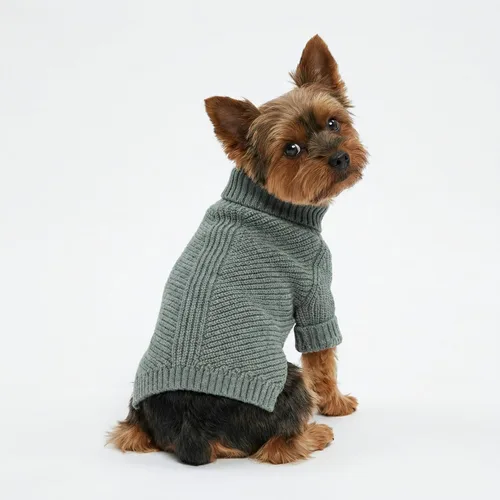 Miniatura 3 de Fitwarm - Suéter de cuello alto para perro, abrigo térmico de punto para mascotas, ropa de invierno para perros pequeños, ropa de gato, gris Gris