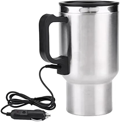 Hervidor eléctrico de agua caliente, 12 V, 15.2 fl oz, hervidores eléctricos de acero inoxidable, taza de calefacción de viaje, taza de café, té,