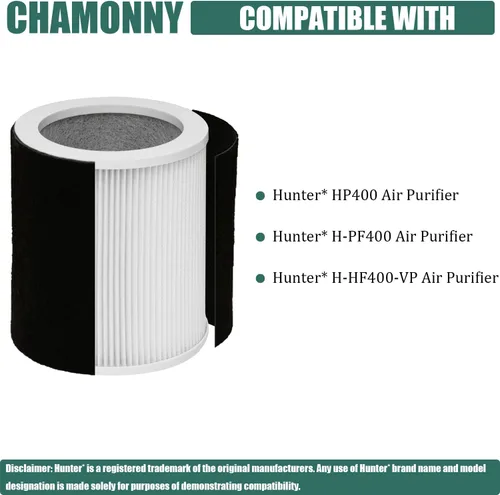 Miniatura 2 de Filtro de repuesto H-HF400-VP, compatible con Hunter H-HF400-VP, H-PF400 y Hunter HP400 purificador de aire cilíndrico de torre, 1 filtro HEPA