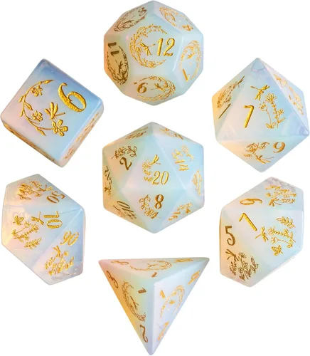 Miniatura 47 de UDIXI Juego de dados de piedras preciosas de amatista, dados DND de piedra de cristal D&D con estuche de regalo para juegos de rol y juegos de mesa