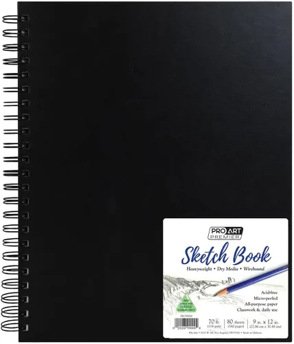 Miniatura 8 de Pro-Art PA020504 - Cuaderno de bocetos rígido, 11 x 14 pulgadas, color negro (110 páginas)