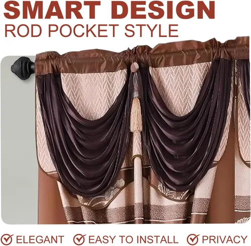 Miniatura 5 de YHSF Cortinas elegantes para oscurecer la habitación para sala de estar y dormitorios, 54 pulgadas de ancho x 84 pulgadas de largo, juego de 2 Marrón
