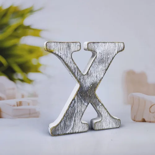 Miniatura 24 de Letras de madera rústica sin terminar de 4 pulgadas para decoración de pared, letras decorativas de pie en rodajas, decoración de tablero