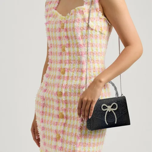 Miniatura 3 de Bolso de noche para mujer, con lazo brillante, para boda, con diamantes de imitación, bolsos elegantes para fiestas, bailes de graduación