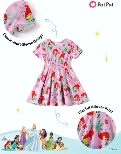Miniatura 6 de Disney Vestidos de princesa Frozen Stitch Minnie para niña, paquete de 2 unidades, manga corta con volantes, suave de viscosa de bambú, traje