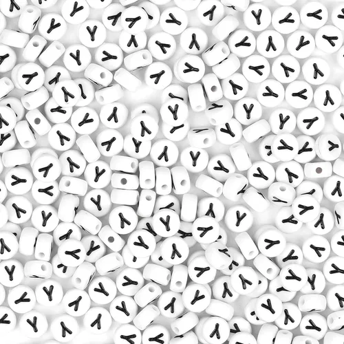 Miniatura 8 de 300 cuentas de letras S de 0.157 x 0.276 in, cuentas blancas del alfabeto de forma redonda acrílica, cuentas sueltas para pulseras con nombre