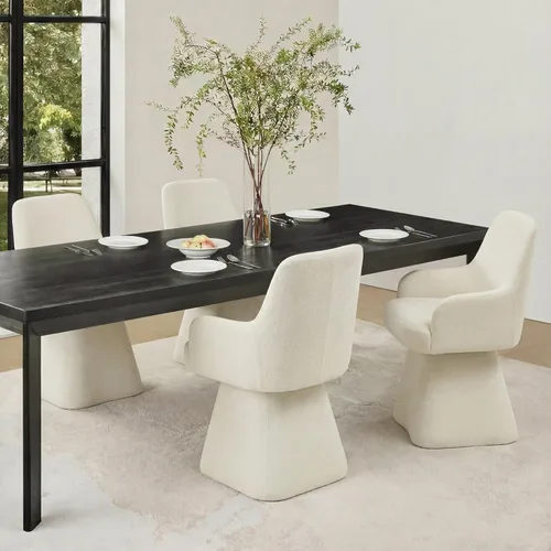 Miniatura 52 de KISLOT Juego de 4 sillas de comedor giratorias, tapizadas de mediados de siglo con respaldo alto, sillas de cocina de tela de lino para comedor, Una