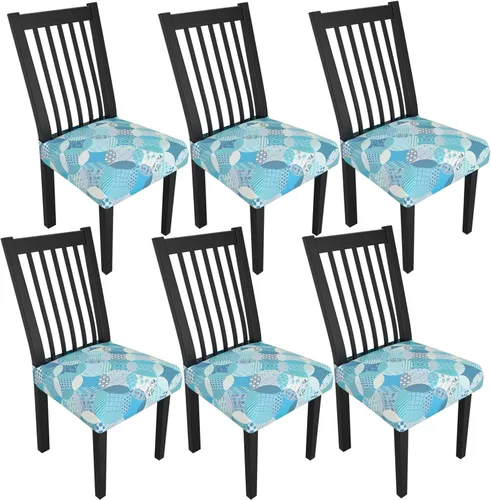 Miniatura 120 de Juego de 4 fundas elásticas para sillas de comedor, fundas para sillas de comedor con estampado floral, fundas para asientos de sillas con estampado