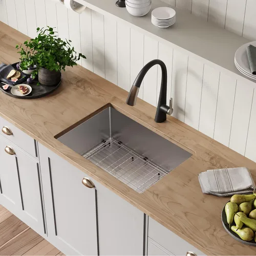 Miniatura 18 de Kraus KHU111-25 Standart PRO - Fregadero de cocina empotrado con tazón individual de acero inoxidable, calibre 16, 25 pulgadas