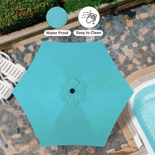 Miniatura 7 de Simple Deluxe - Paraguas de 9 pies para patio al aire libre, mesa de mercado, para jardín con botón de inclinación y manivela Turquesa