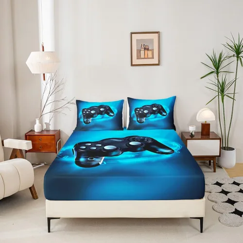 Miniatura 3 de Feelyou Juego de Ropa de Cama Gaming para Niños, Juego de Sábanas de Cama Tamaño Full, Microfibra Suave, Consola Gamer de Videojuegos, Sábana Multi