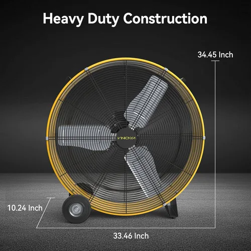 Miniatura 4 de VINICAYA 30 Inch High Velocity Floor Fan, 3-Speed Heavy Duty Industrial Drum Fan for Warehouses, Workshops, Factories and Basements, 2 Pack