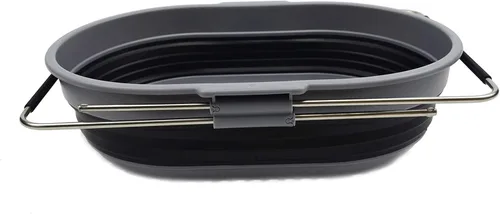 Miniatura 5 de SAMMART Colador rectangular extensible y plegable sobre el fregadero de 5L (1, gris oscuro/negro)