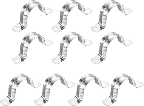 Miniatura 25 de uxcell 6 correas rígidas de tubo, 4.331 in (4.33 pulgadas) 201 de acero inoxidable 201 con 2 agujeros en forma de U, abrazaderas de tubo para fijar