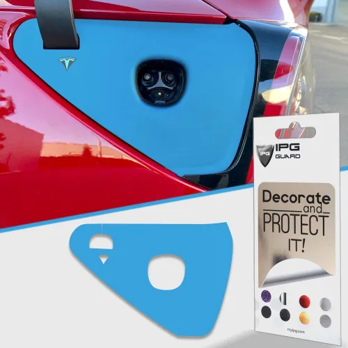 Miniatura 11 de IPG para Tesla - Calcomanías adhesivas de envoltura de puerto de carga, emblema para bricolaje, personaliza el modelo 3-Y (rosa)