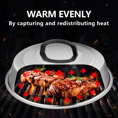 Miniatura 3 de Leonyo - Juego de 2 cúpula para fundir queso, cubierta de metal de 12 pulgadas para parrilla, accesorios de parrilla de acero inoxidable