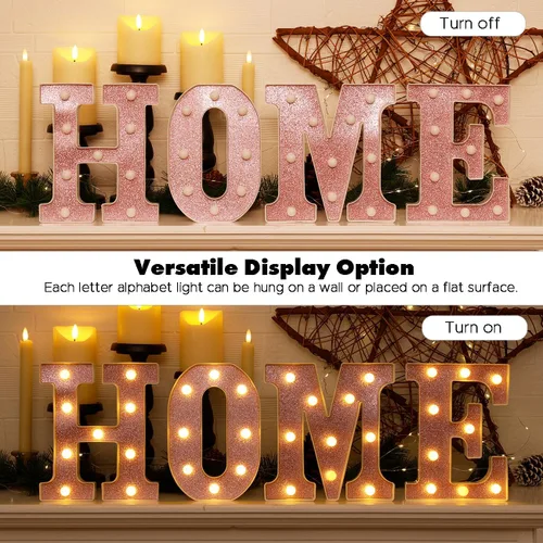 Miniatura 5 de Letras pequeñas de marquesina LED, letras iluminadas, letras LED de 8.58 pulgadas, letrero iluminado a pilas para mesa, fiesta, cumpleaños