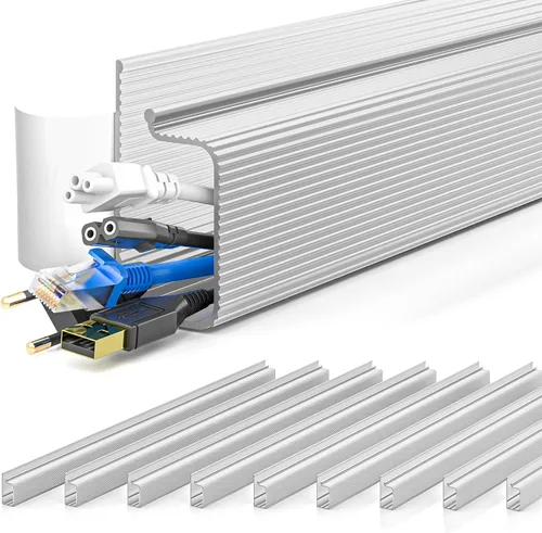 Miniatura 13 de YECAYE Organizador de cables de 94.2 pulgadas bajo el escritorio, montaje adhesivo de fácil instalación, ocultador de cables, organizador de cables
