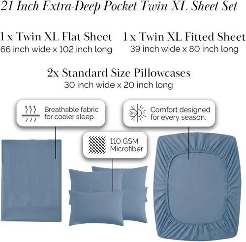 Miniatura 231 de Southshore Fine Living, Inc. Juego de 7 piezas de sábanas King divididas para cama ajustable, juego de sábanas King divididas con bolsillo de 21
