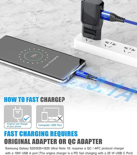Miniatura 3 de sweguard Cable de carga USB tipo C [paquete de 3, 10 pies + 6.6 pies + 3.3 pies] cargador iPhone 15 cable trenzado de nailon para iPhone 15 Pro Max