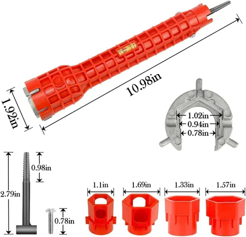 Miniatura 2 de Forlivese - Llave de lavabo multifuncional 14 en 1, herramienta de instalación de grifo y remoción de tuerca de drenaje de fregadero, llave