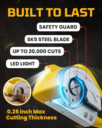 Miniatura 3 de Tijeras eléctricas inalámbricas, cortador de cartón recargable de 4 V con bloqueo de seguridad y luz LED, cortador de cajas eléctrico para cartón
