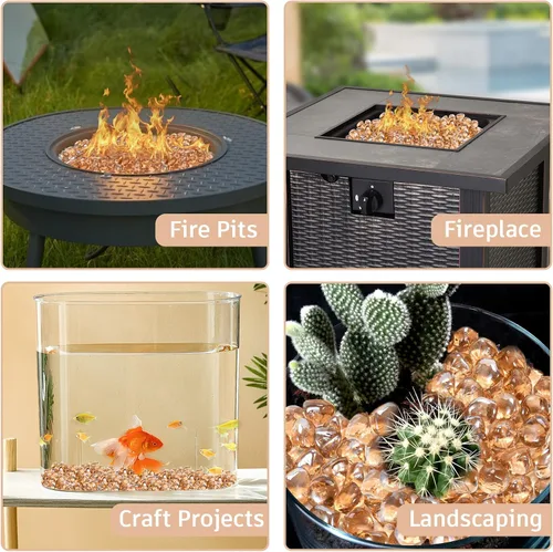 Miniatura 2 de GasSaf Diamonds - Vidrio de fuego para fogón de gas o propano, chimenea y paisajismo, 10 libras, 1 pulgada (lustre rosa)