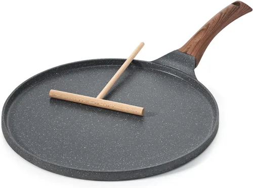 SENSARTE Sartén antiadherente para crepé, revestimiento de granito suizo Dosa, sartén plana para panqueques, plancha Tawa de 10 pulgadas con mango
