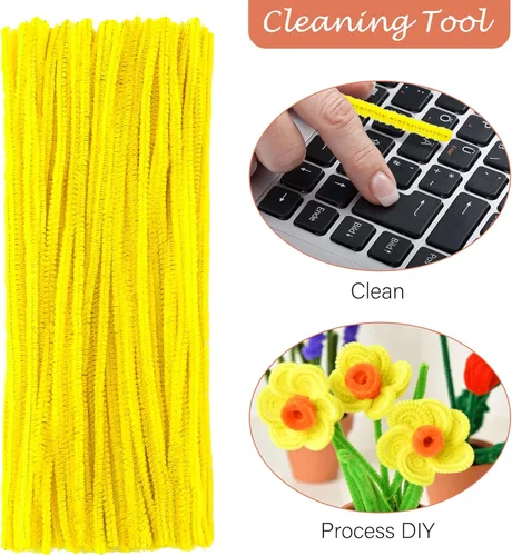 Miniatura 5 de FirstKitchen Limpiadores de tuberías para manualidades, 200 unidades, limpiadores de tuberías amarillos, tallos de chenilles de 0.23 x 12 pulgadas