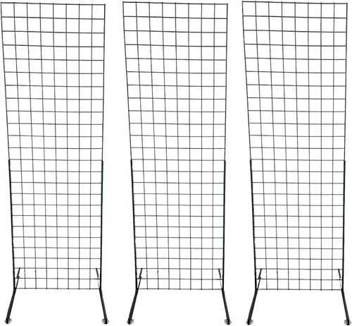 Miniatura 2 de Only Hangers Panel de pared de 2 x 6 pies con soporte de pie, con base Deluxe T-Style, negro. Combo de 3 paquetes.