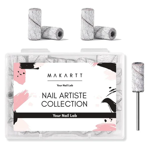 Miniatura 10 de Makartt - Puntas de taladro para uñas y bandas de lijado para taladro de uñas, 100 piezas de 4 colores de grano grueso y fino 80/120/180/240