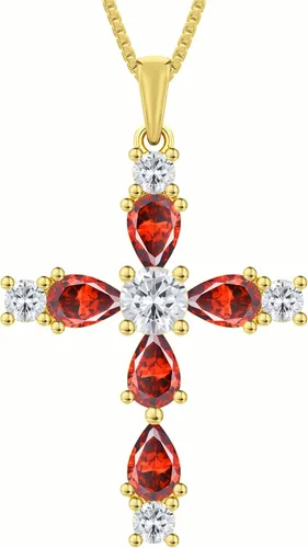 Miniatura 180 de YL Collar de cruz de plata de ley 925 con colgante de piedra natal religiosa para mujer