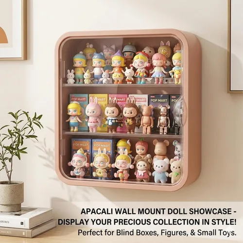 Miniatura 7 de Vitrina en miniatura para figuras coleccionables, caja transparente con estantes, organizador de plástico montado en la pared o en el escritorio