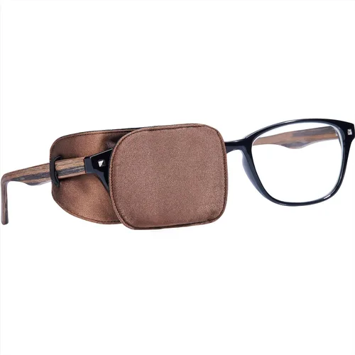 Miniatura 22 de Astropic Parche Grande de Seda para Ojos para Adultos y Niños con Gafas para Cubrir Cualquier Ojo (Grande, Caqui)