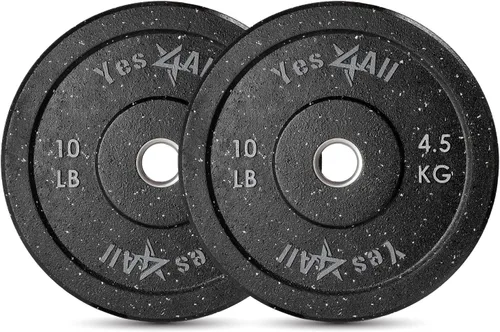 Miniatura 9 de Yes4All Placa de parachoques de 2 pulgadas, placa olímpica de goma con cubo de acero para levantamiento de pesas, entrenamiento de fuerza
