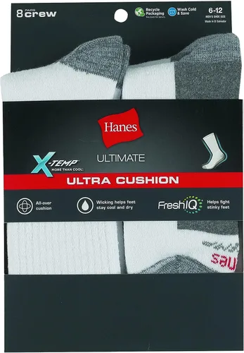 Miniatura 31 de Hanes Calcetines acolchados Max para hombre, absorben la humedad con control de olores, paquete múltiple