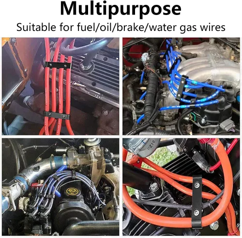 Miniatura 6 de Kit separador divisor de cables de bujía del motor Compatible con separadores de cable de aleación de aluminio de 8 mm 9 mm 10 mm azul