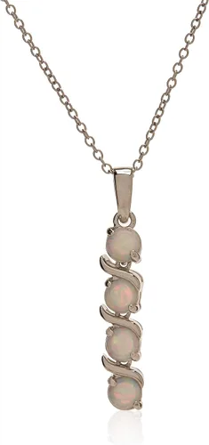 Miniatura 2 de Tienda Collection Womens Sterling Silver Created Gemstones Four Stone Pendant Necklace