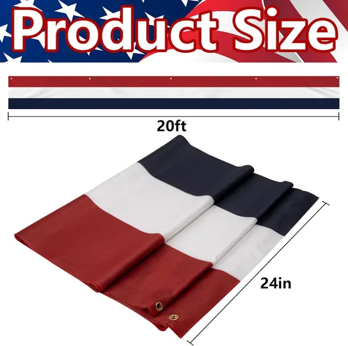 Miniatura 2 de EBaokuup Banderines patrióticos grandes de 20 x 2 pies, decoración de bandera estadounidense impresa de doble cara del 4 de julio, bandera de rayas