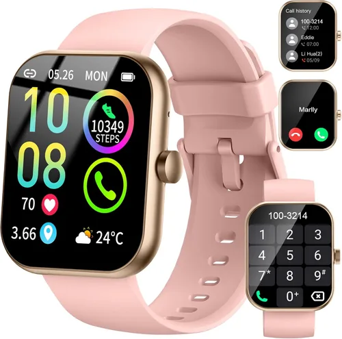 Smart Watch (Answer/Make Calls), 1.96"HD Smartwatch for Women Men, 2025 Activity Tracker with Heart Rate Monitor, Sleep Trackers, Pedometer, IP68