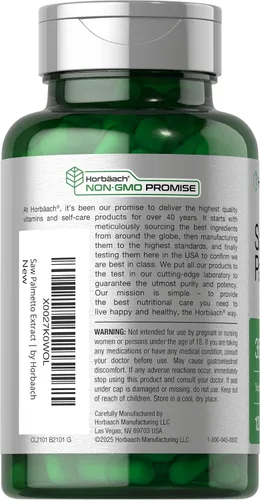 Miniatura 3 de Horbäach Saw Palmetto Extract 120 cápsulas Fórmula sin OMG y sin gluten de Saw Palmetto Berries